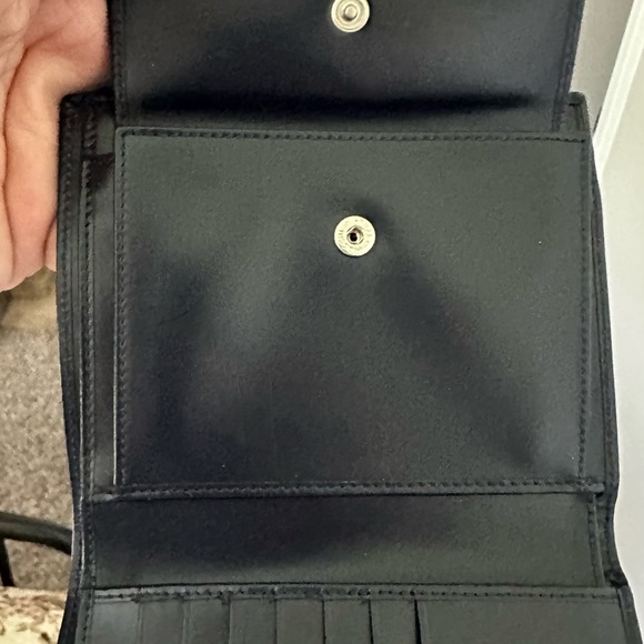 Salvatore Ferragamo Wallet Gancio Navy Gray Canvas Leather Bi-Fold Ladies - Picture 8 of 15